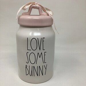 Rae Dunn Love Some Bunny Easter Spring White Pink Canister Jar Decor Accent